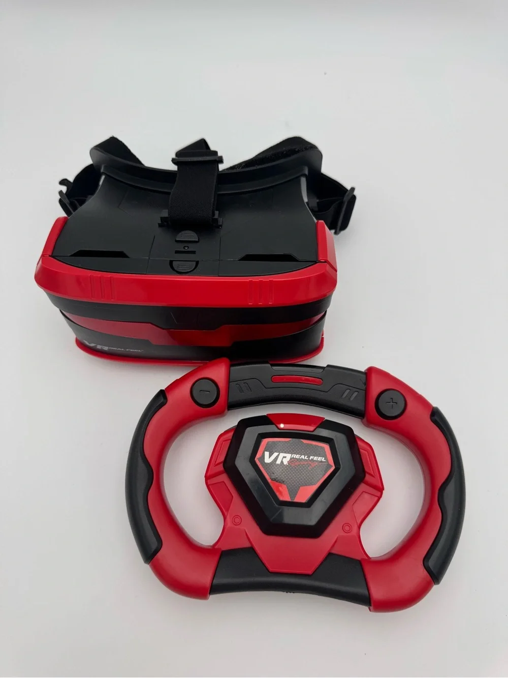 VR Real Feel Racing Headset & Steering Wheel Controller Red/Black